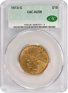 1913 S $10 Gold Indian CAC AU58