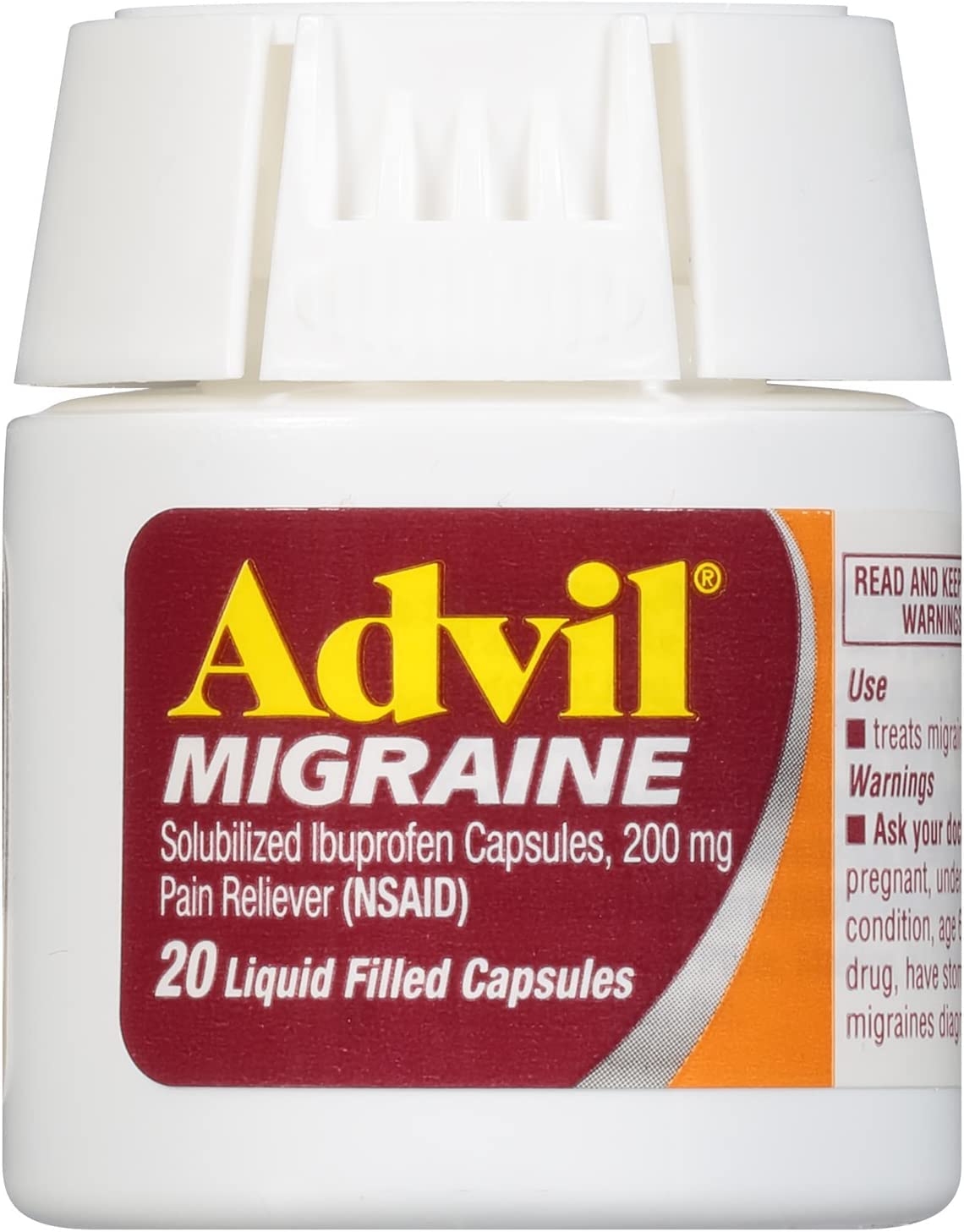 Migraine Liquid Filled Capsules - 20 ct by Advil – 20 Count (Pack of 5), Pack of 5, Model 128260