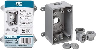 Hubbell Bell PSB37550GY Single-Gang Weatherproof 1/2-Inch or 3/4-Inch Outlets, Gray Finish