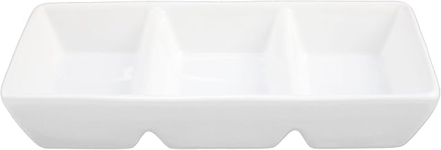 ARG-D3K Signature 3 Div Sauce Dish, 7-1/2" x 3" x 1-1/2"H, Porcelain White (Pack of 36)