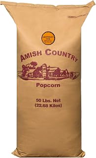 Amish Country Popcorn 50 Lb Bag Ladyfinger Kernels | Old Fashioned, Non-GMO and Gluten Free (50lb Bag)