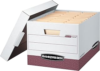 Bankers Box 12-Pack R-Kive Heavy Duty File Storage Boxes with Lids, FastFold Assembly, Letter/Legal, (07242)