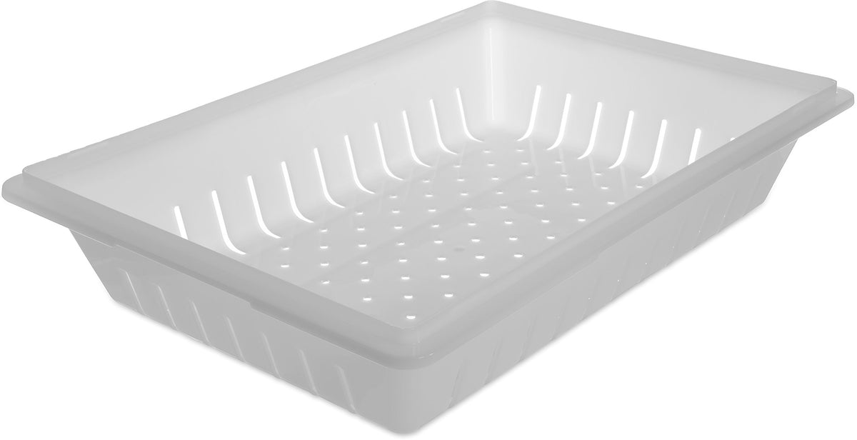 Storplus Food Storage Container Colander with Stackable Design for Catering by Carlisle FoodService Products – 26 x 18 Inches, 0.0 ounces, Plastic, White, Model 10648