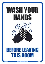 NMC WH1PB WASH Your Hands Before Leaving This Room, Sign, 14X10, PS Vinyl