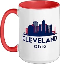 Cleveland Ceramic Mug, Red/White, 15oz