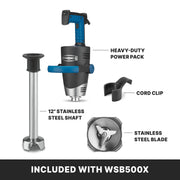 Waring 12" / Stainless Steel / WSB500X New 12” Shaft Hand Blenders