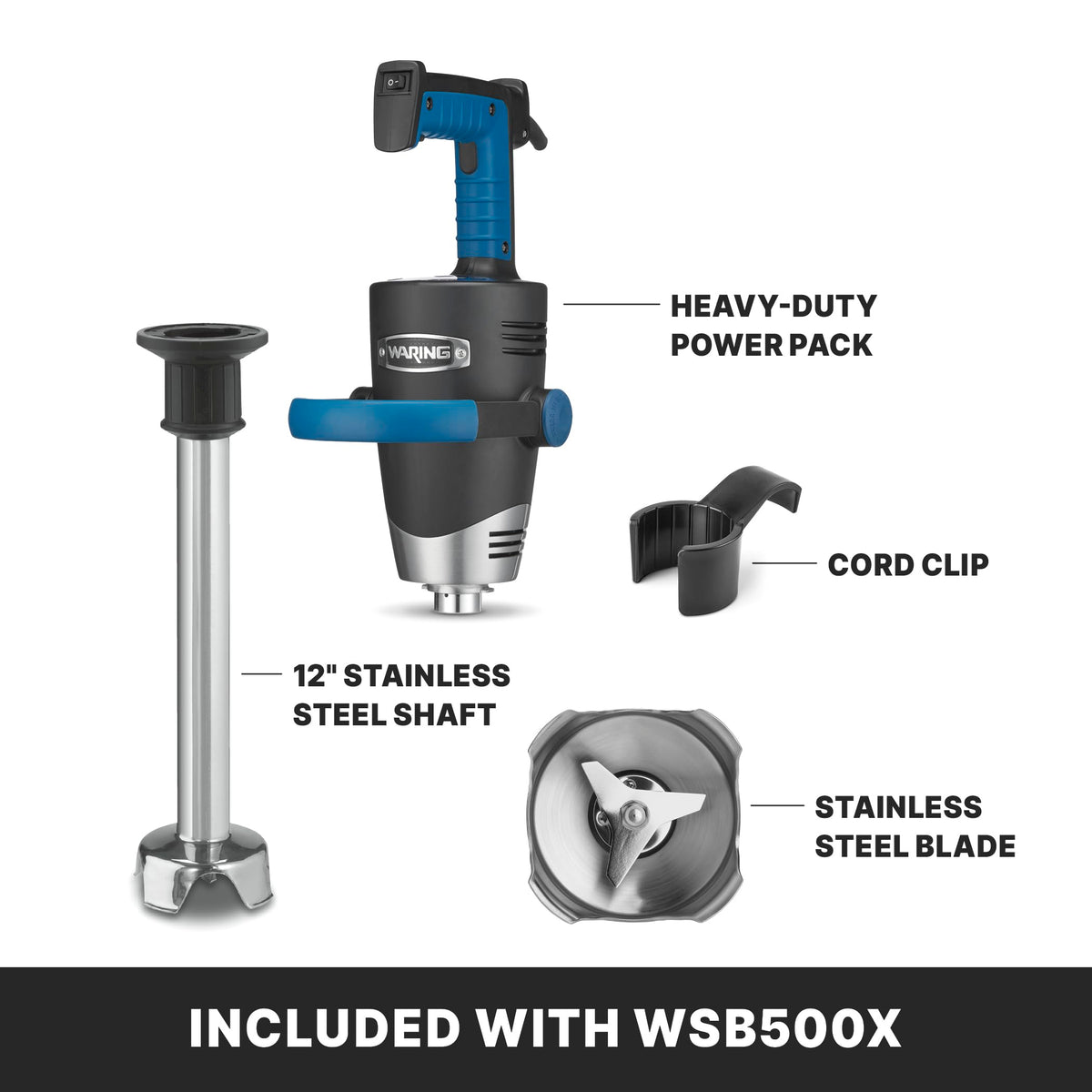 Waring 12" / Stainless Steel / WSB500X New 12” Shaft Hand Blenders
