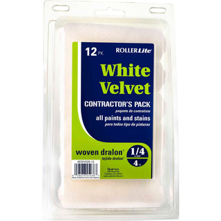 4" x 1/4" Dralon Woven Mini Roller Cover by RollerLite – White, Model 4EWV025-12