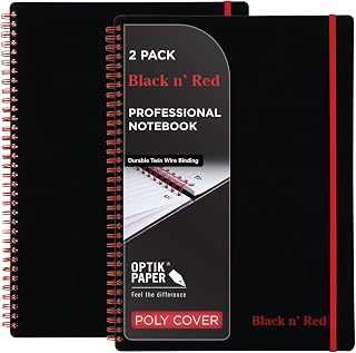Black n' Red Notebooks, Twin Wire, Poly Cover, 11-3/4” x 8-1/4”, Large, 70 Ruled Sheets, 2-Pack (73399)