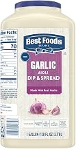 Best Foods Garlic Aioli Dip & Spread Jug, 1 Gallon (128 Fl Oz) | Ready to Use, Certified Vegan, No Artificial Flavors, Savory Taste, for Fried Appetizers, Sandwiches, Burgers & Shareables