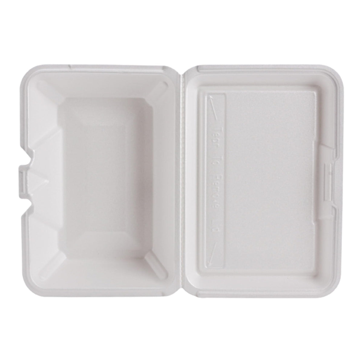 1-Compartment Foam Container 100 / Bag with Removable Hinged Lid by DART – 6x2x9.3 inches, 205.0 liters, Foam, White, Model DCC205HT1