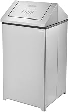 Indoor Square Trash Can with Swing Top Lid by Global Industrial – Stainless Steel, Model EK98045L-SS