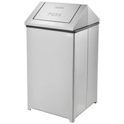 Indoor Square Trash Can with Swing Top Lid by Global Industrial – Stainless Steel, Model EK98045L-SS