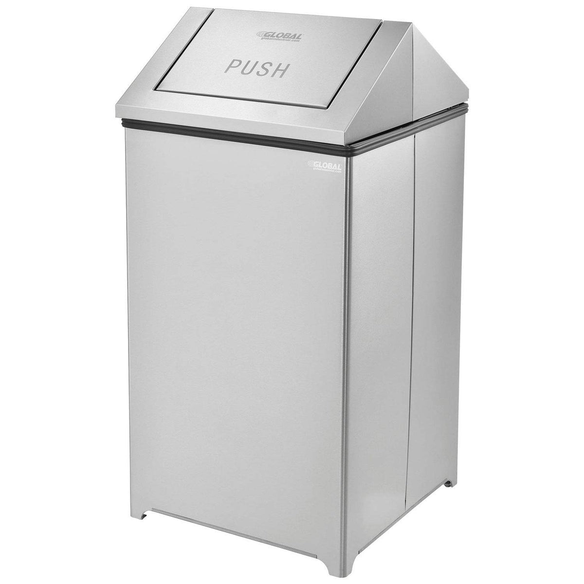 Indoor Square Trash Can with Swing Top Lid by Global Industrial – Stainless Steel, Model EK98045L-SS