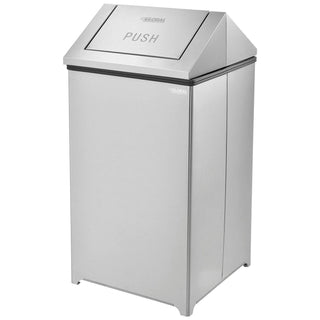 Indoor Square Trash Can with Swing Top Lid by Global Industrial – Stainless Steel, Model EK98045L-SS