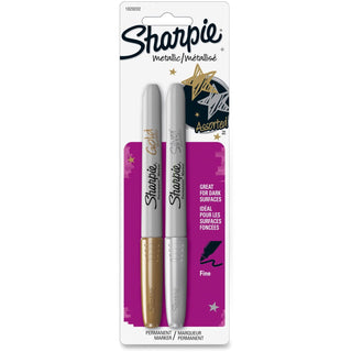 Metallic Fine Point Permanent Markers 2/Pkg-Gold & Silver by Sharpie – 1 Count (Pack of 2), Plastic (Body), Felt (Tip), Gold, Silver, Pack of 2, Model SAN1829202