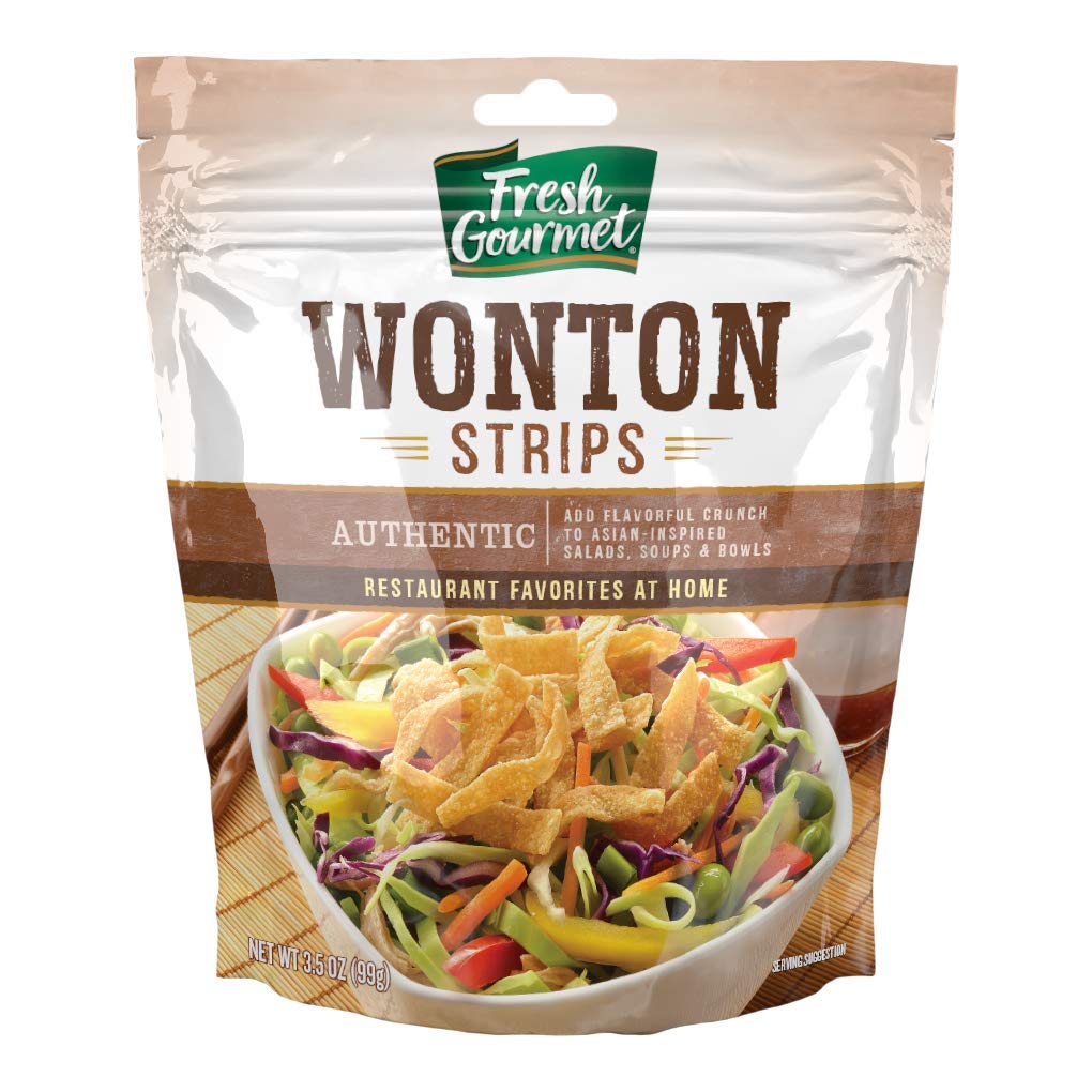 Fresh Gourmet Wonton Strips / Authentic / 3.5 Ounce (Pack of 9) Salad Toppings