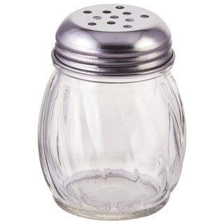 Cheese Shakers with Perforated Tops by Winco – Medium, 6.0 ounces, Stainless Steel, Clear, Stainless Steel, Model G-107