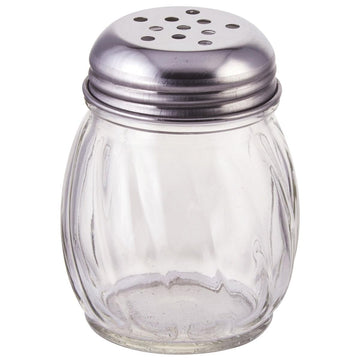 Cheese Shakers with Perforated Tops by Winco – Medium, 6.0 ounces, Stainless Steel, Clear, Stainless Steel, Model G-107