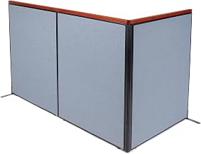Global Industrial 48-1/4"W x 61-1/2"H Deluxe Freestanding 3-Panel Corner Room Divider, Blue