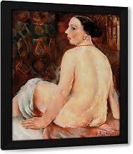 Vera Rockline 20x24 Black Modern Framed Art Print Titled: Naked with Red Necklace