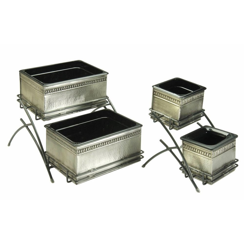 Buffet Stand 2-Tier Rectangular Flint Metal - 9 3/4 L x 13 1/2'W x 9 1/2 H by HUBERT – Metal, Model 688640139139