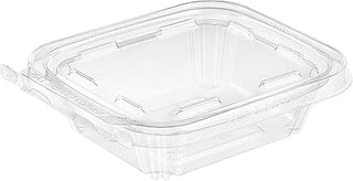 Safe T Fresh Tamper Evident 8 OZ Plastic Clear Hinged Container with Hanger/Case of 240