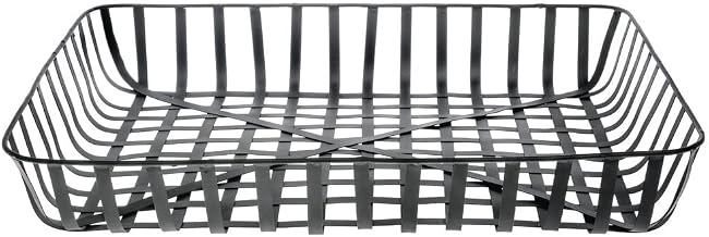 HUBERT Rectangular Black Metal Tobacco Basket - 24"L x 18"W x 4 1/3"H