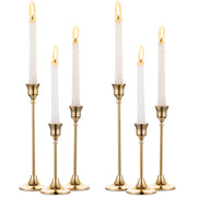 Nuptio Candlestick Holders Set, Gold Metal, 6 Piece Assorted Heights