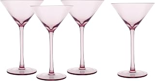 Fortessa Gala Glass, 8 Ounce Martini (Set of 4), Pink