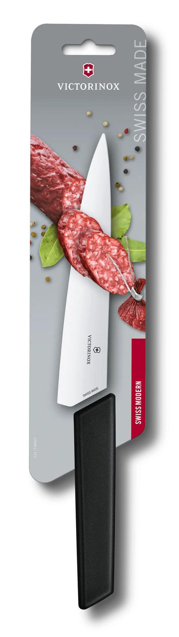 Swiss Modern Carving Knife for Meat by Victorinox – 7.5", Stainless Steel, Black, Model 6.9013.19B
