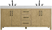 Elegant Kitchen and Bath 72" Double Bathroom Vanity in Honey Brown