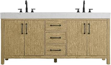 Elegant Kitchen and Bath 72" Double Bathroom Vanity in Honey Brown
