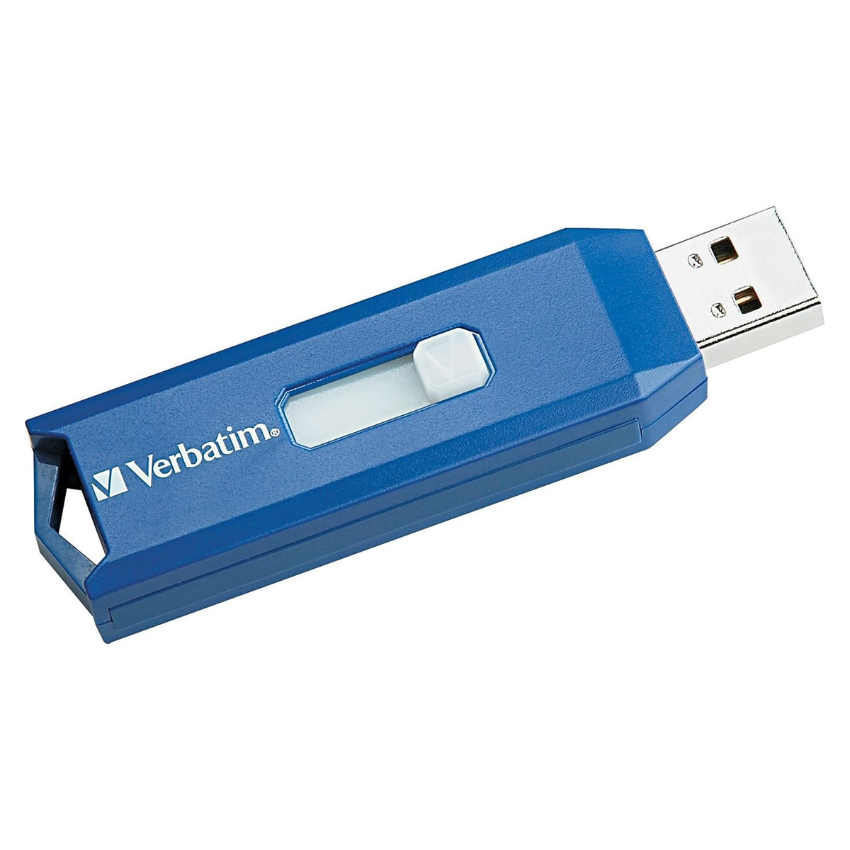 8GB USB 2.0 Flash Drive - Cap-Less & Universally Compatible - Blue by Verbatim – 8 GB, Plastic, Blue, Model 97088