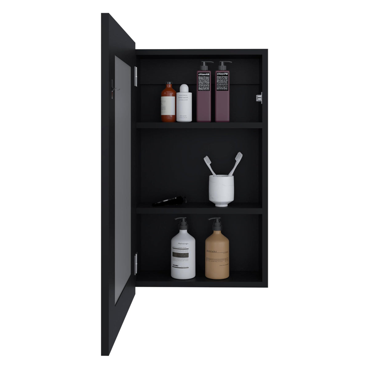 Juno Mirror Medicine Cabinet by Tuhome – unspecified, Engineered Wood, Black Wenge, Model GLW11017