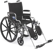 Medline K4 Basic Lightweight Wheelchair with 18" Wide Seat, Swing-Back Desk-Length Arms, and Elevating Footrests, 300 lb. Weight Capacity - Durable, Portable, and Comfortable Mobility Aid