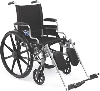 Medline K4 Basic Lightweight Wheelchair with 18" Wide Seat, Swing-Back Desk-Length Arms, and Elevating Footrests, 300 lb. Weight Capacity - Durable, Portable, and Comfortable Mobility Aid