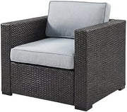 Gray Outdoor Wicker Chair Set with 2 Chairs, Resin Rattan, Armrests, Patio, Garden