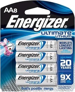 Energizer e Lithium Batteries, AA, 8 Batteries per Pack -:- Sold as 2 Packs of - 8 - / - Total of 16 Each