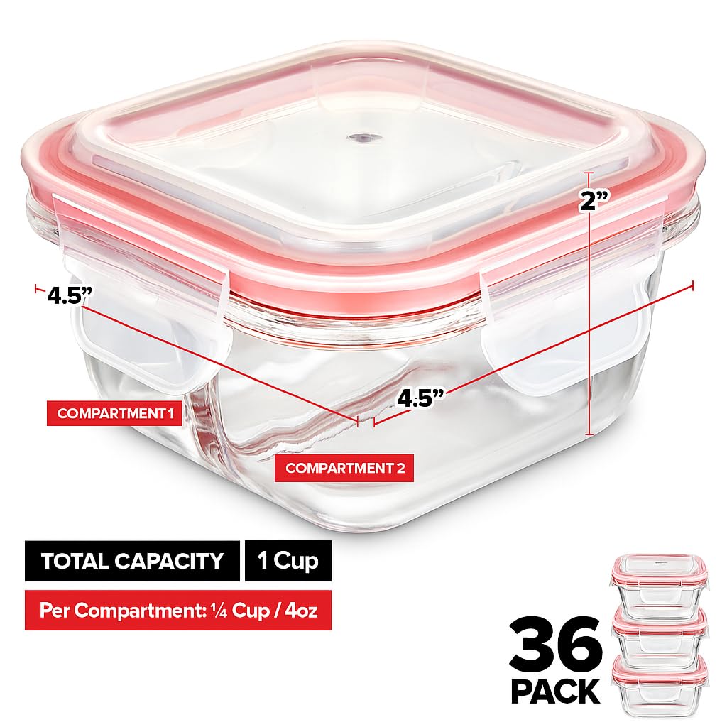 Glass Portion Control Bariatric Containers (36 Pack) by Stock Your Home – 4 oz Pack of 36, 4.0 fluid_ounces, Plastic, 36 Pack, Pack of 36