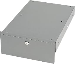 Global Industrial Locking Steel Drawer with Divider for Plastic or Steel Carts, 10-3/4"W x 18" D x 4-1/2"H