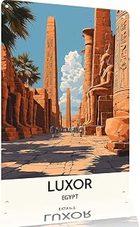 Luxor Egypt Travel Art Metal Sign Wall Decor 12x8in