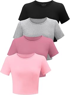 Crop Tops for Women Workout Tops Y2k Shirts 4 Pack