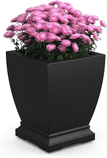 Mayne Acadia 18in Self-Watering Tall Square Planter, Black | Self-watering, All season, Fade resistant, Integrated fill port, 15-year warranty, Double-wall design