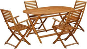 Oil-Finished Patio Set - Dining Table with Wooden Side Chairs Durable Construction Comfortable and Stylish Outdoor Seating