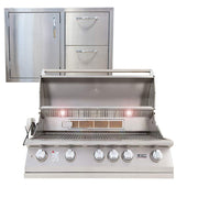 40" Natural Gas Grill - - with Made in USA 32" Left Hinged Door/Drawer Combination Package Deal by Lion Premium Grills – Stainless Steel, Silver, Model L90000