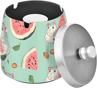 Watermelon Hamster Splash Ashtray with Lid, Outdoor Ashtrays for Patio