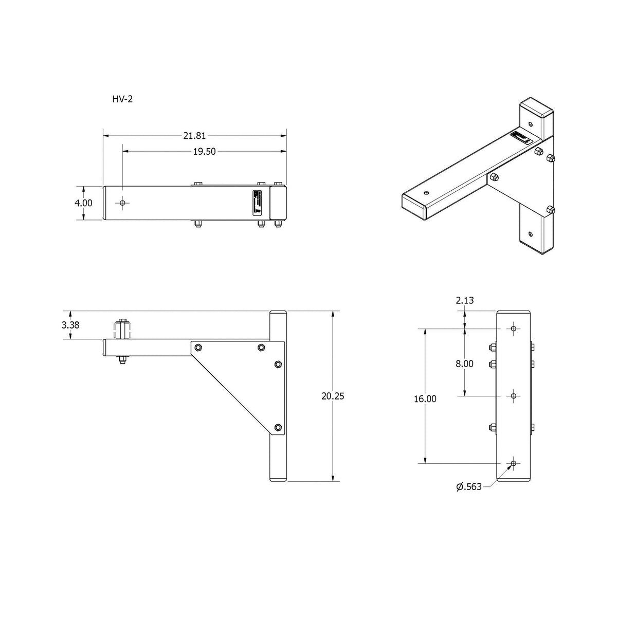 Bracket for HV-18/HV-24 Series Blowers - Dock Swing Arm by TPI – Steel, Multicolor, Model HV2