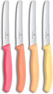 Victorinox Swiss Classic, Tomato-Bread Knife Set, 4-pieces, sharp blade, serrated edge, 4.3 Inch, stainless steel, Blush, Orange, Peach, Yellow