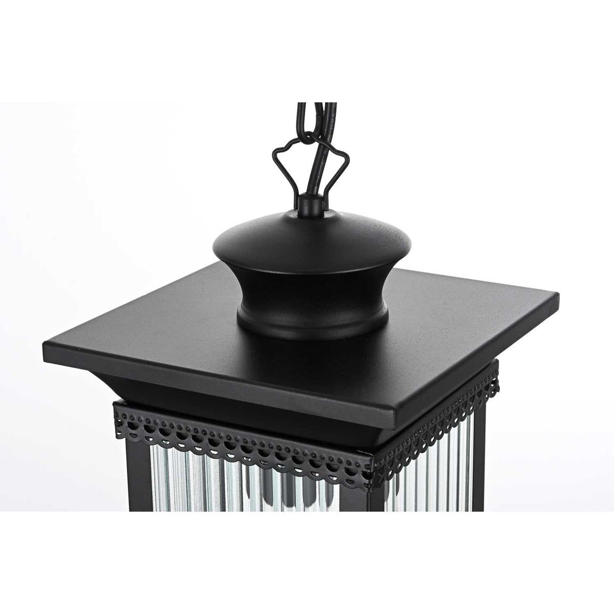 Collins One Light Outdoor Pendant Black by Lighting Design – Iron, Black, Model OD316H18BK